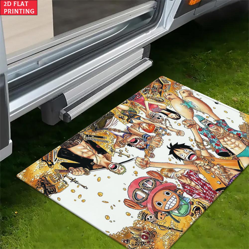Anime Pirate Crew Treasure Doormat, Cartoon Character Non-slip Floor Mat, Decorative Entrance Rug for Home Living Room Bedroom