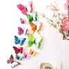 New Style colored Double Layer 3D Butterfly Wall Stickers Home Room Decor Butterflies For Wedding Decor Magnet Fridge Decals