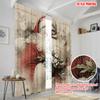 2pcs   plane printing Popular Curtains Vibrant Santa with Holly & Berries Polyester Woven (without rod) Room Decor for Bedroom