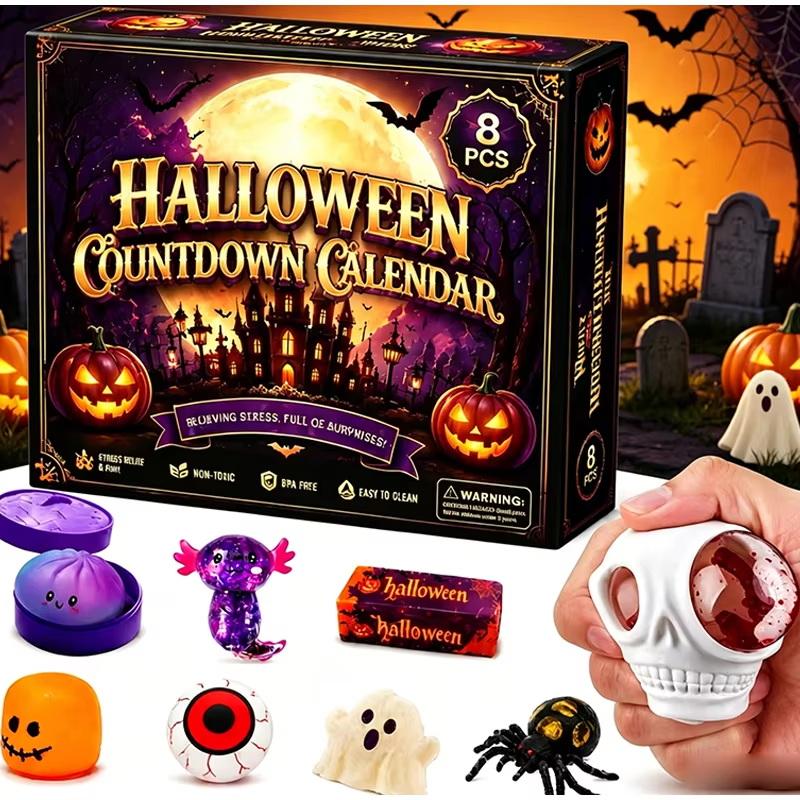 4/8Pcs Halloween Styles Squeeze Toy Slow Rising Stress Relief Sensory Fidget Decompression Toys Party Gifts