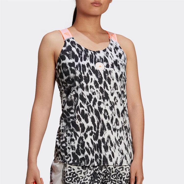 Adidas Leopard Print Full-Body Fitness Running Tank Top Women Tops Black White FU1582