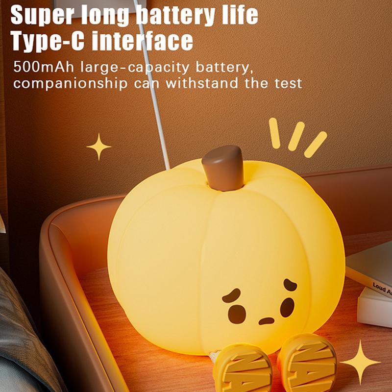 Halloween Pumpkin Night Lights Cute Soft Silicone Safe Lamp Decorations Timing Dimmable Bedside Decor Kids Baby Halloween Gifts