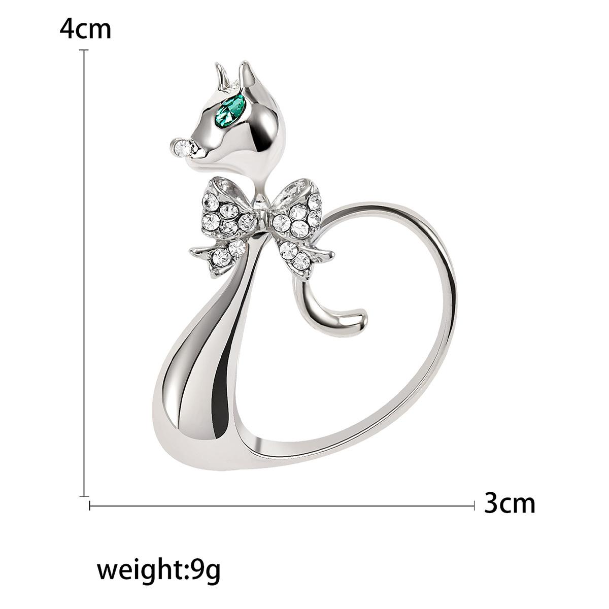 

Аксессуары для корсажа в виде животных из мультяшного сплава с бриллиантами, стильная милая брошь в виде длиннохвостого кота с каплей масла