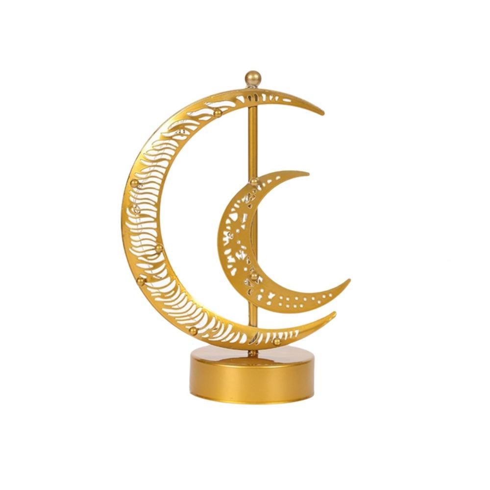 Hollow Ramadan Night Light Gold Ramadan Ornament Eid Mubarak Crescent Lamp  Muslim Festival