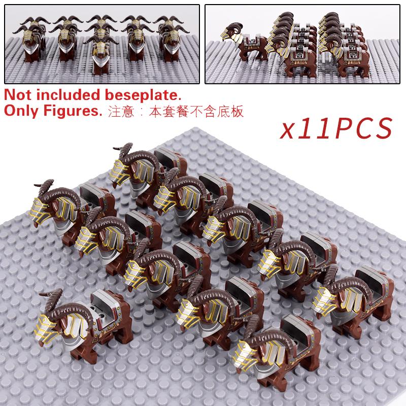 11pcs Medieval Action Figures Lotr Soldiers Armored Wolf Rider Upgraded Version Mount Knights Building Blocks Bricks Toys