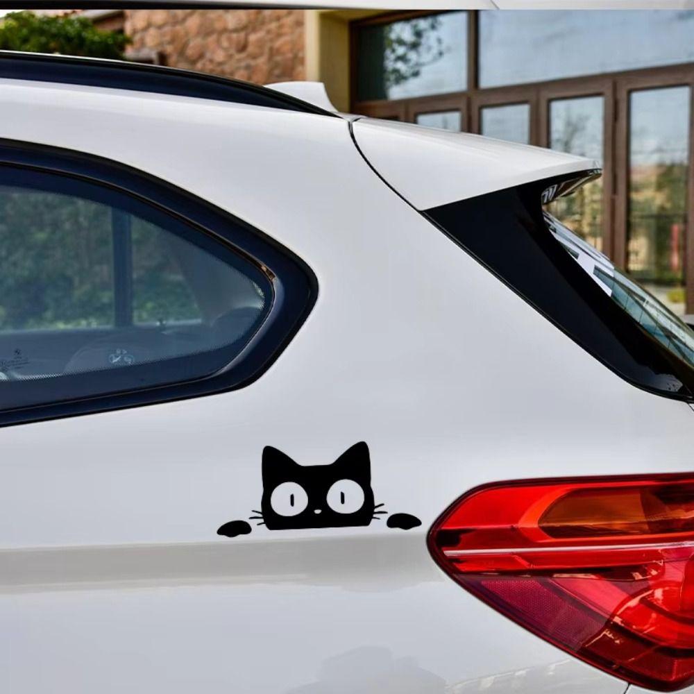 10pcs Waterproof Funny Kitty Decals Black White Car Styling Cover  Electric Motorcycle Stickers
