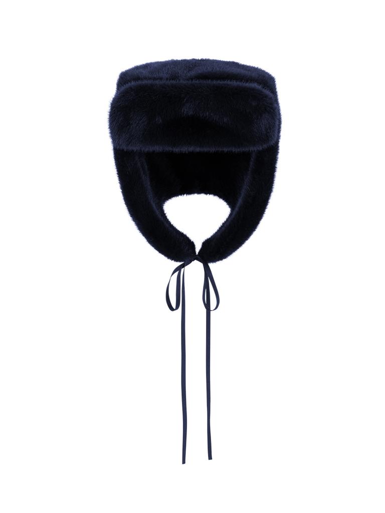 ASIF CALIE Vegan Fur Trapper Hat Navy