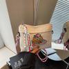 Japanese-style Embroidered Shoulder Bag for Women with a Unique Design, Large Capacity, and a Slanted Cross-body Style, Small Sq