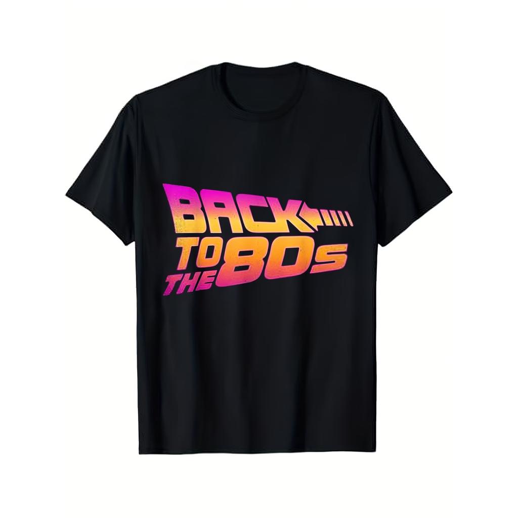 Vintage Herren Back to The 80's Lustiges Retro T-Shirt Tee Damen Übergroß Locker Streetwear Sommer Neuheit Oberteil Kurzarm