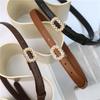Top grain leather belt with pearl and rhinestone buckle - women's belt waist cincher