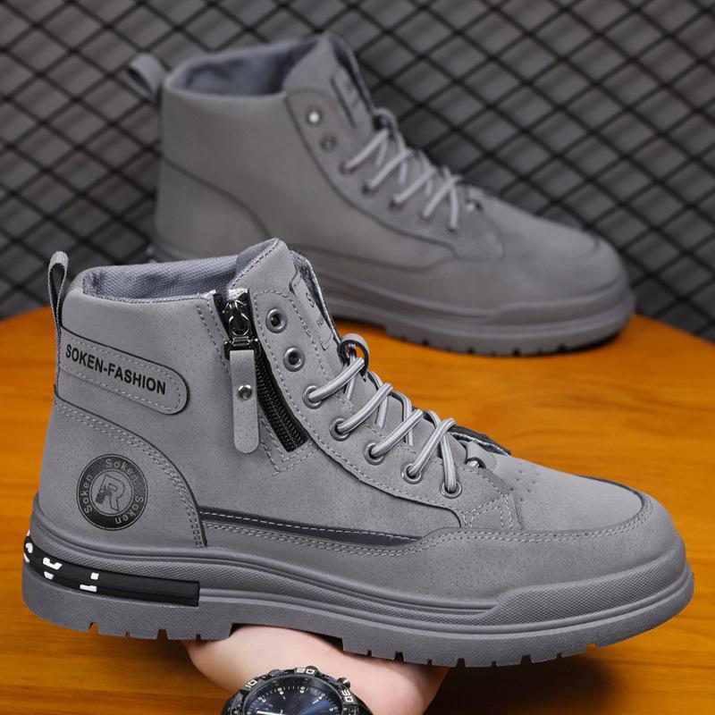 Outdoor Martin boots autumn and winter new fashion men's shoes high-top warm and velvet men's tooling shoes