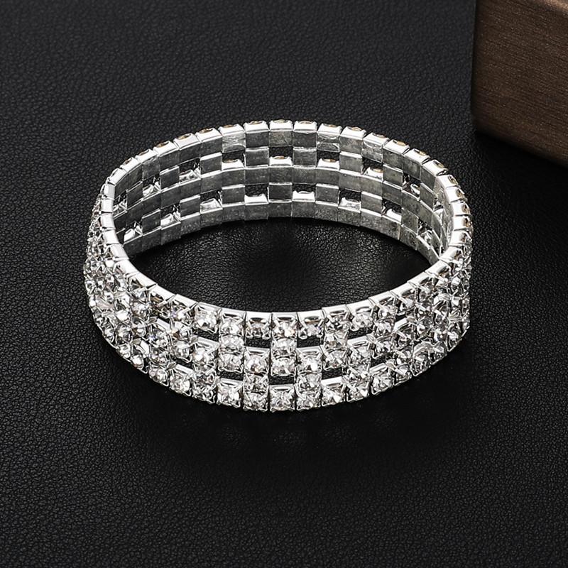 Jewelry, Bride Full Diamond Multi-row Elastic Bracelet, Star Grab Chain Rhinestone Bracelet Bracelet