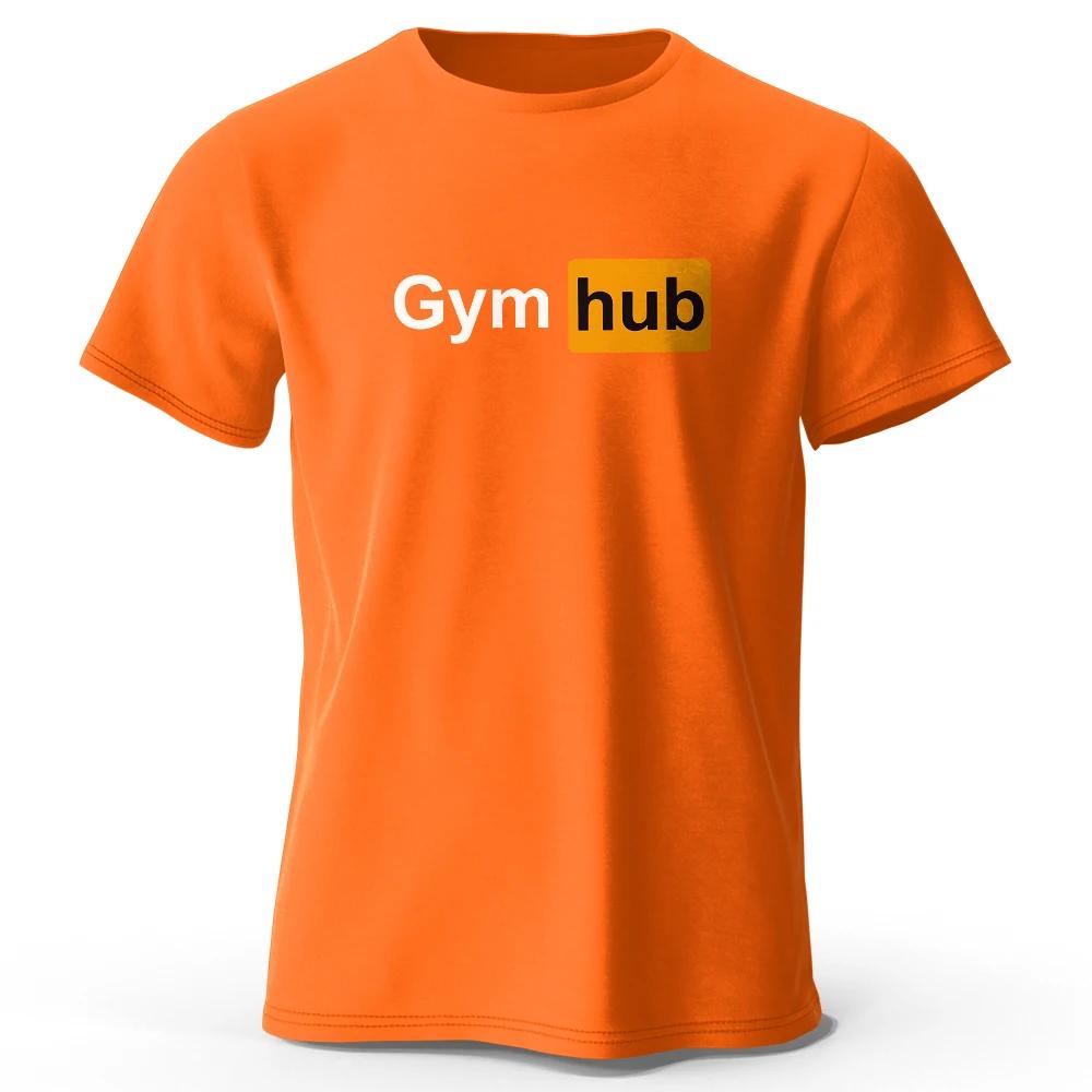 Gym Hub Bedrucktes T-Shirt 100% Baumwolle Oversized Lustige Grafik-T-Shirts für Sommer-Tops