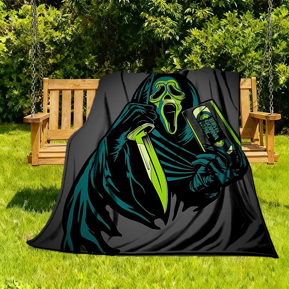 1pc Scream Outdoor Blanket Lightweight Flannel, Soft & Warm, All Season Use for Sofa, Outdoor, Camping, Living Room, Office, Chair