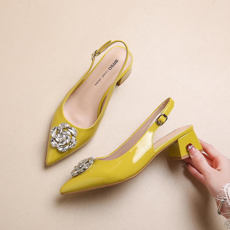 French Pointed Toe Closed Toe Hollow Back Sandals Slimming Design Height Enhancing Slippers - Women's Casual Dress Shoes