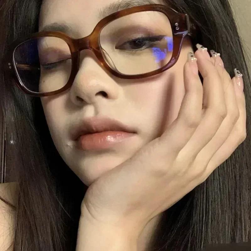 Y2k Vintage Decorative Goggles Retro Square Frame Eyeglass Women Red Computer Reading Glasses Clear Blue Light Blocking Eyewears