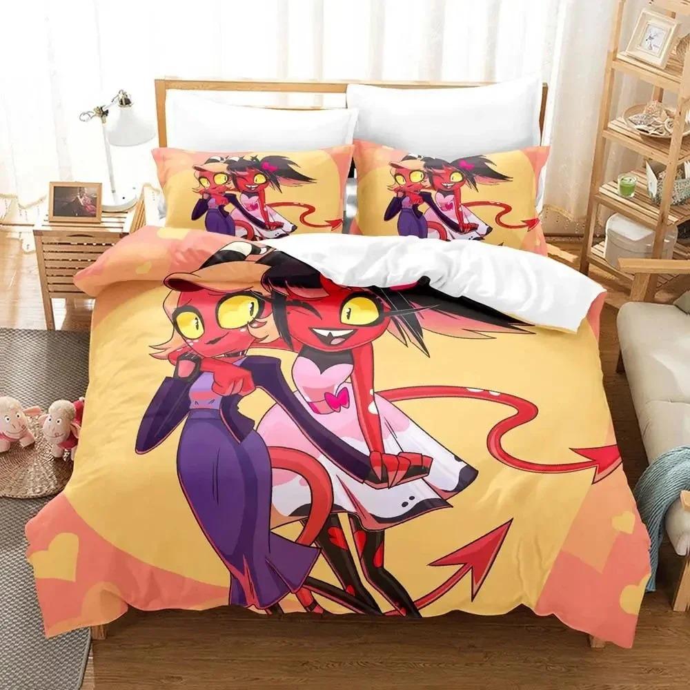 3D-utskrift Hazbin Moxxie Hotellsängklädset Påslakanset Bäddset Påslakanset Örngott Täcke King Queen Size Pojkar Vuxen