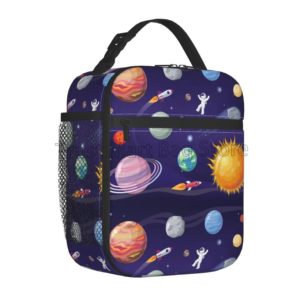 Space Planet Insulated Lunch Bag for Kids Solar System Lunch Box Universe Galaxy Cooler Bento Bag for School Travel Picnic Beach