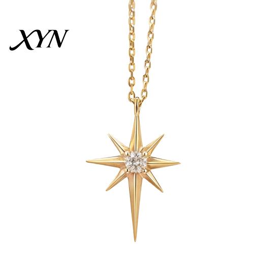Elegant Star Charm Mini Eight-Pointed Necklace for Women, Rhinestone Pendant Necklace, Chain Statement Jewelry Gift Her Zircon