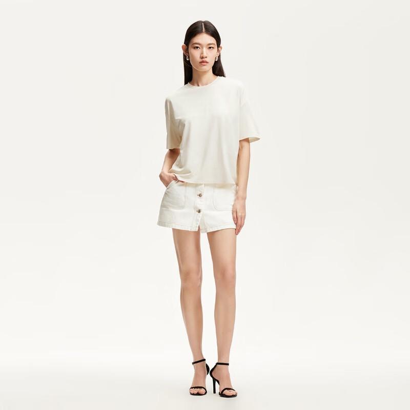 VEROMODA 2025 Summer Letter Embroidery Back Cutout T-Shirt