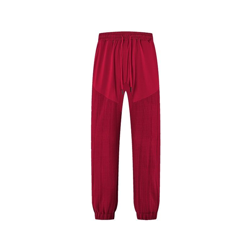 Casual trousers summer simple loose thin imitation hemp sports lace-up splicing men's sweatpants