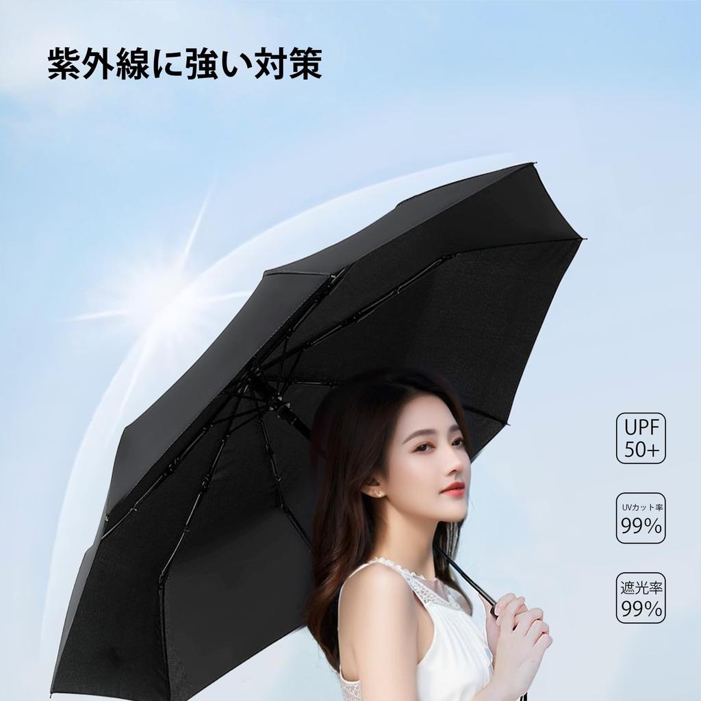 Folding Umbrella with Automatic and Sun and Rain 8 Rainy Season Typhoon and Heavy Rain Large UV Full Light Perfect for School and Commuting One-Touch