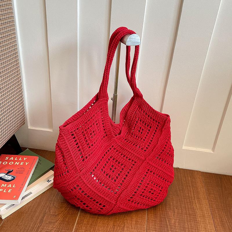 Fabric Hollow Out Large Capacity Shoulder Bags Contrast Color Women's Bags Commuting Versatile Crossbody Bags