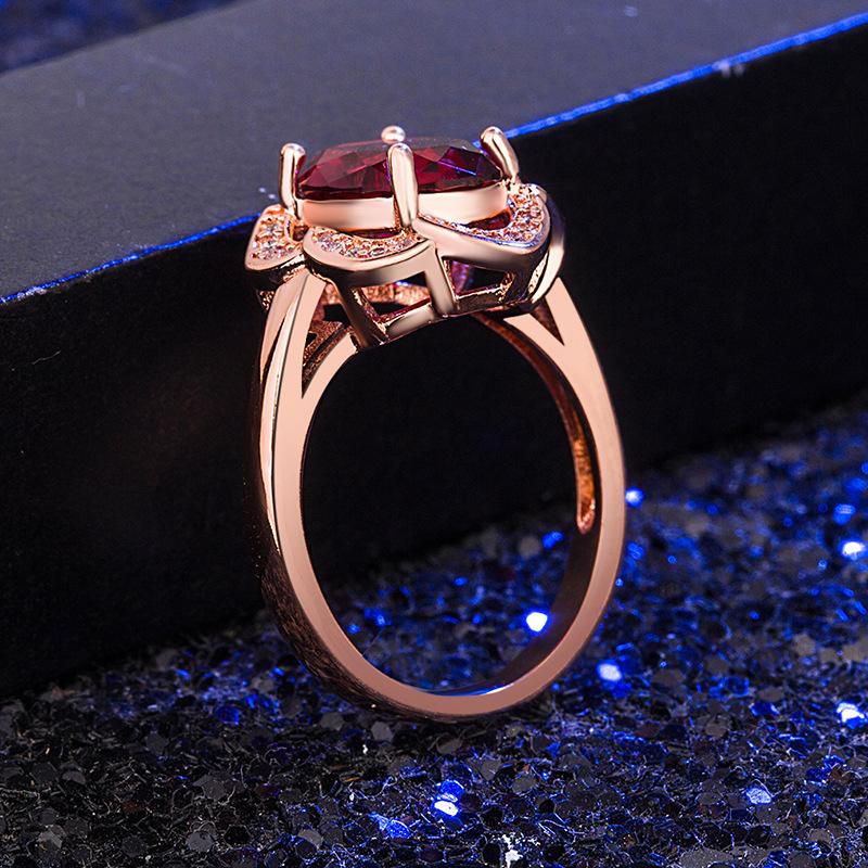 Lindon Classic Copper Alloy Zircon Ring Ladies Jewelry Wedding Promise Party Gift