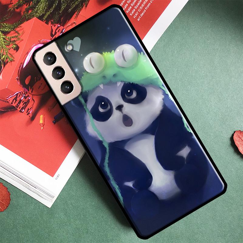 Cute Cartoon Panda Phone Case For Samsung Galaxy S24 Ultra S9 S10 S20 S21 S22 S23 S25 Plus S24 FE Back Cover