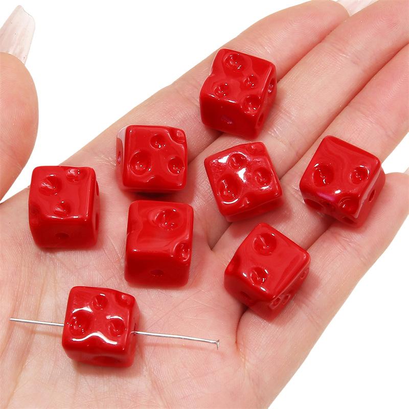 Handgefertigte Armbandperlen, Acryl, farbig plattiert, Handykettenperlen, Käse-Quadratperlen, handgefertigt, DIY-Handschnur, bunter Anhänger, Schmuckzubehör
