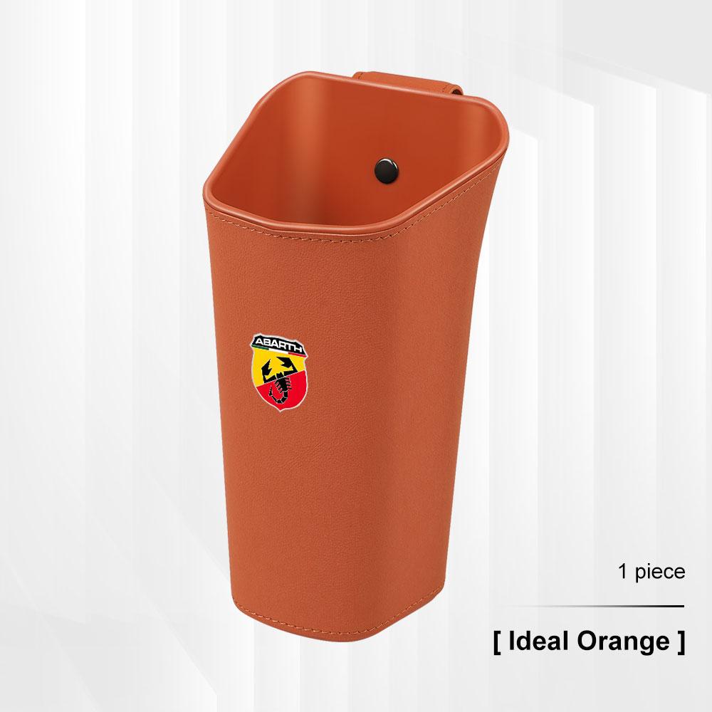 For Abarth 695 595 500 600e 124 500C 124 125 Leather Car Door Water Cup Holder Backrest Hanging Storage Box Waterproof Trash Can