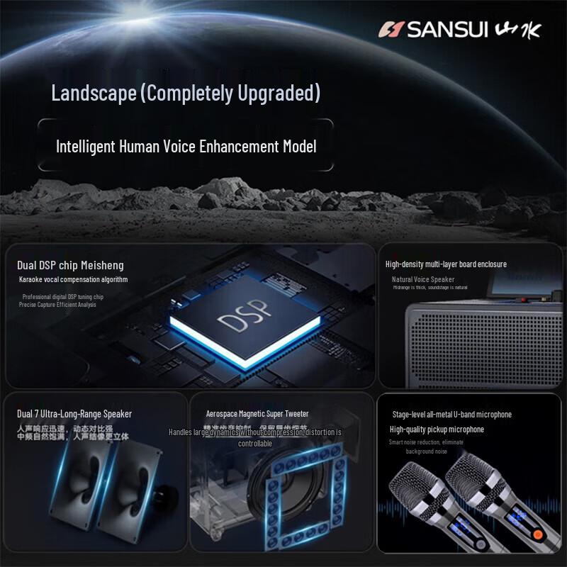 SANSUI K095 Portable Home KTV System with Display (CN version)