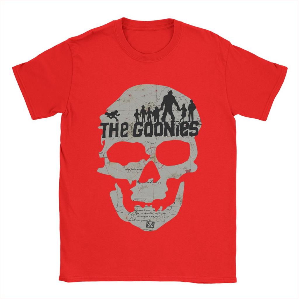 Men The Goonies Skeleton Map Poster T Shirts Pure Cotton Clothes Funny Short Sleeve O Neck Tee Shirt Plus Size T-Shirts