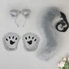 Plush Cat Ears Headband With Matching Tail Fingerless Paw Gloves Cosplay Set Anime Convention