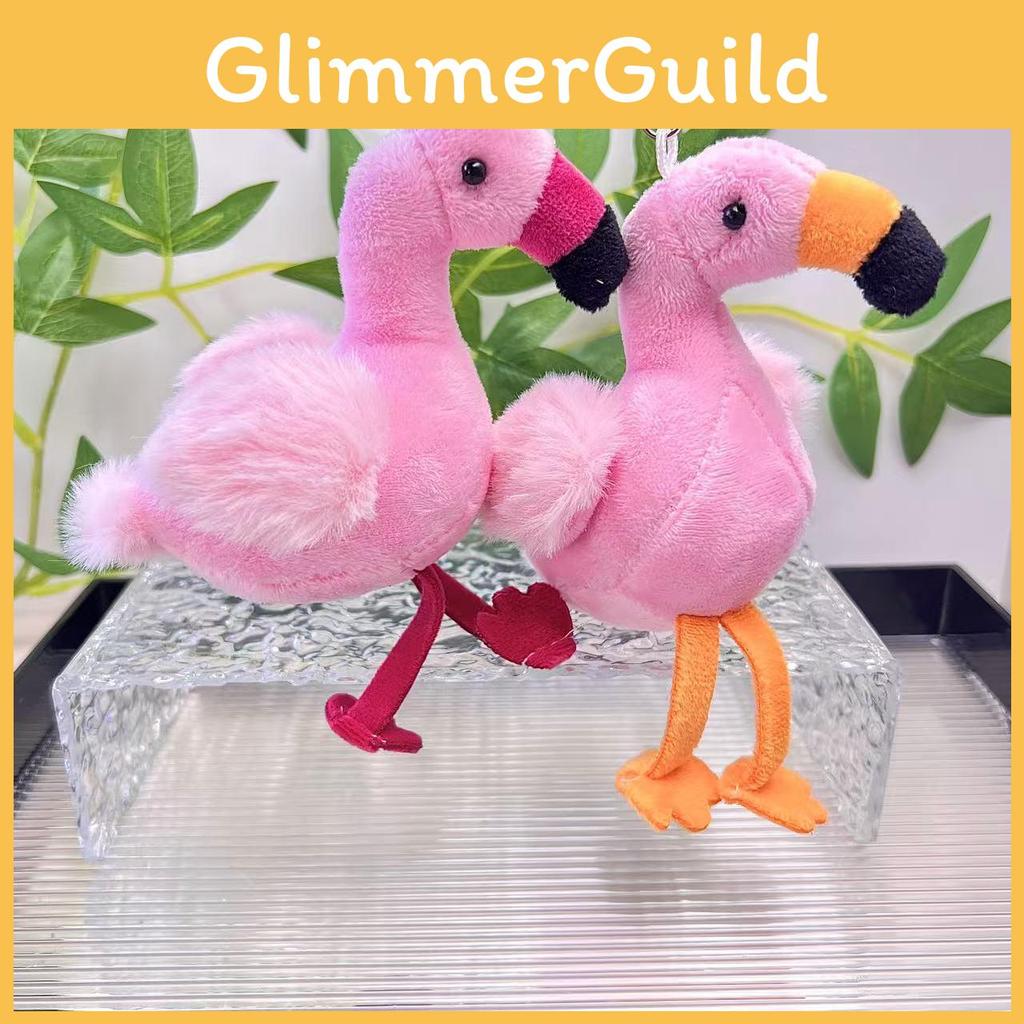 Plyšový plameňák Živá hračka Závěsná klíčenka v červených, žlutých a oranžových odstínech