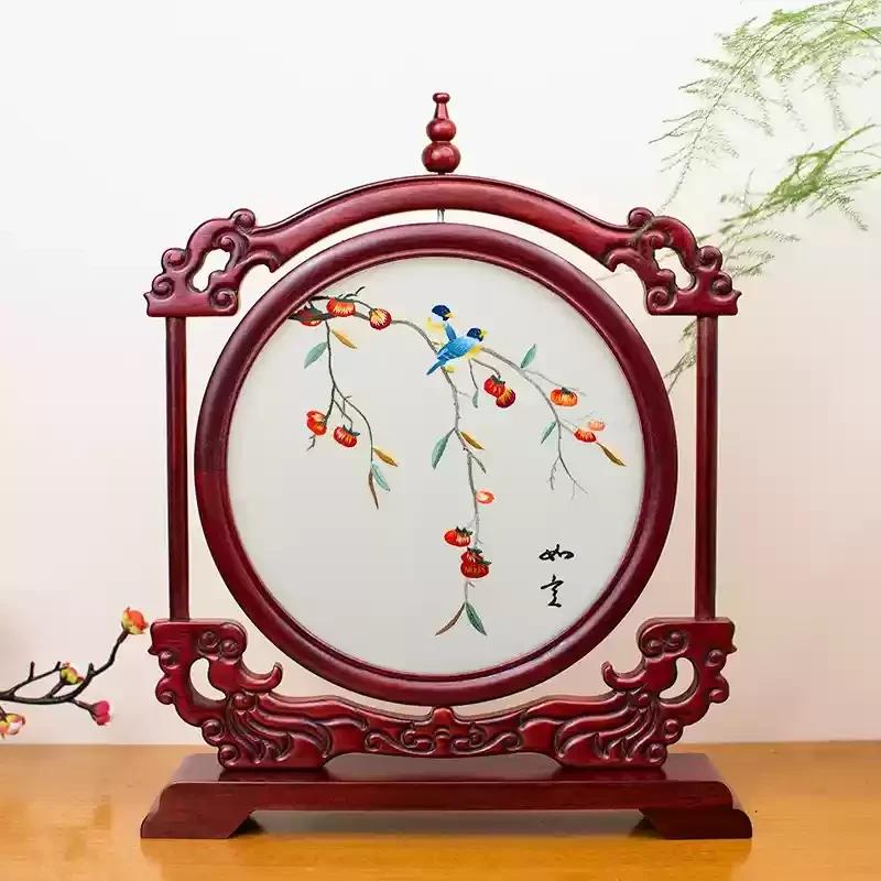 Suzhou Embroidery Living Room Decoration Advanced Sense Of Handicraft Office Decorative Screen Light Luxury Chinese Home Gift