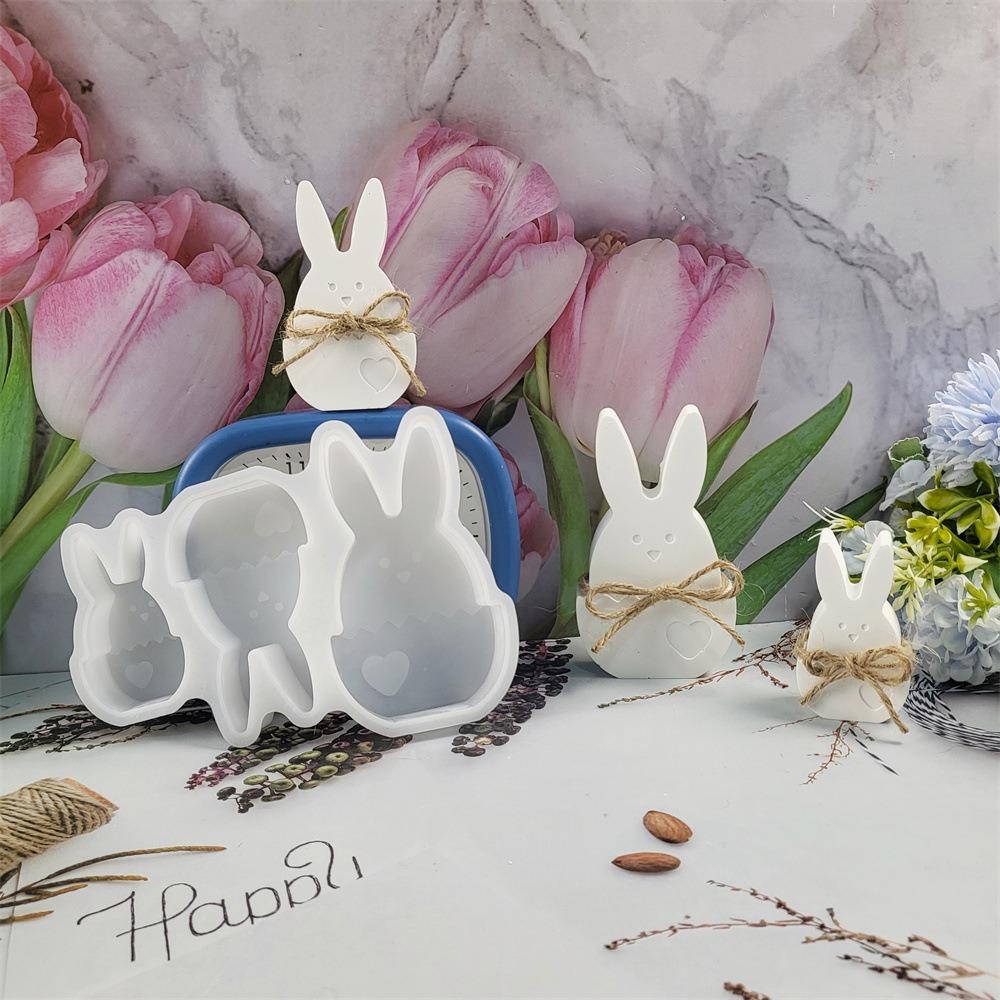Love Egg Rabbit Ornament Mold Easter Rabbit Decoration Cement Gypsum Mold DIY Silicone Mold