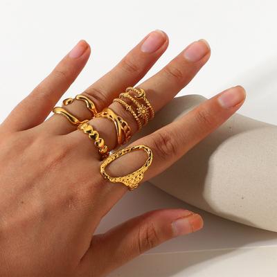 Modische Einfache Edelstahlringe Für Frauen Goldfarbe Glatte Geometrische Offene Ringe Bogenringe Diamanten Schmuckring Geschenk