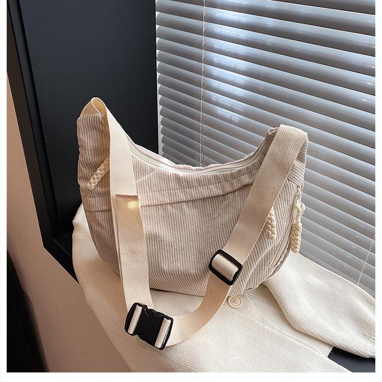 Gestreifte frische große Kapazität neue Kord lässige literarische einzelne Schulter Messenger Damen Tasche