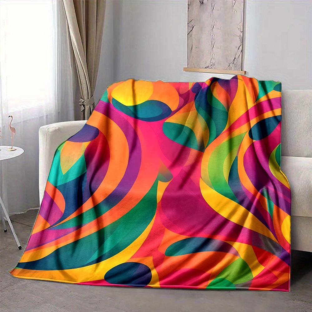 1pc Colorful Pattern Design Blanket Warm, Cozy, And Soft, Suitable for Sofas, Beds, Cars, And Office Use.Perfect for Camping And Travel, Making It a G