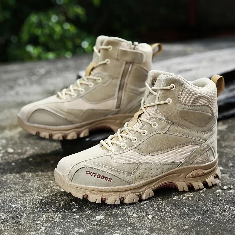 Desert Boots Men Genuine Leather Hunting Trekking Camping Mountaineering Winter Work Safty Shoes Bot Zapatos zapatillas male