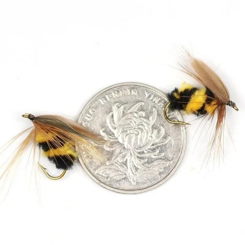 5Pcs Simulation Bee Hook Fly Bait Meal Baitiao Makouluya Bait Water Floating Fly Hook Fishing Equipment Accessories Soft Lure