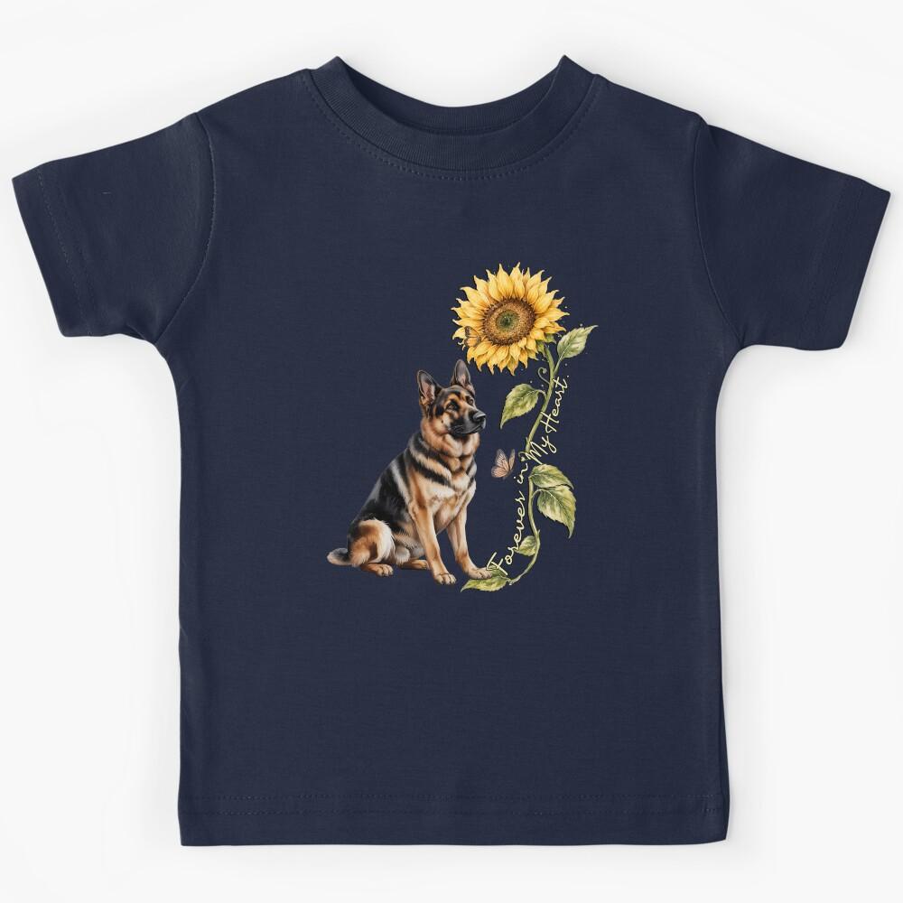 German Shepherd Memorial Sunflower - Forever in My Heart Kids T-Shirt 170