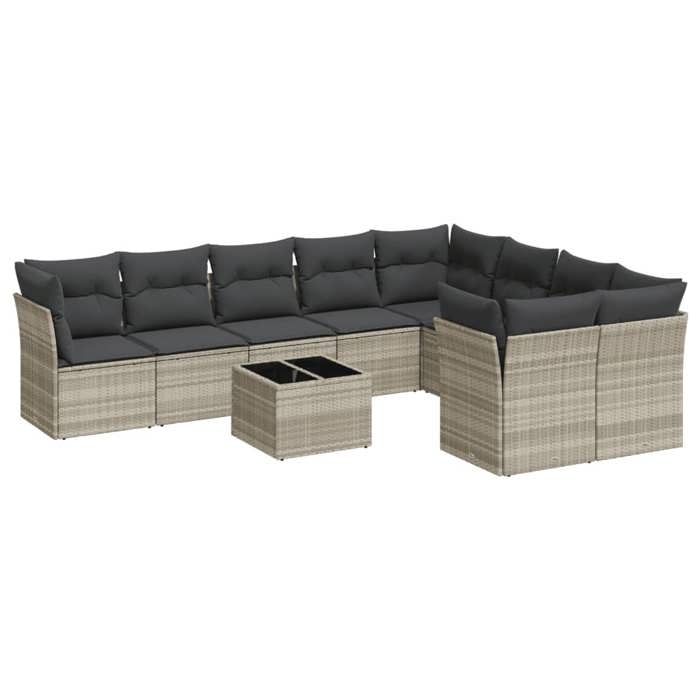 VidaXL Salon de Jardin avec Coussins 10 pcs, Canapés avec Pieds Réglables, Ensemble de Meubles d'Extérieur Patio Terrasse, 3250021