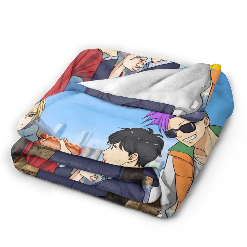 Banana Fish Anime Druckdecke für Männer Frauen Super Weich Gemütlich Überwurfdecken für Wohnzimmer 50x60 Zoll Mehrere Größen
