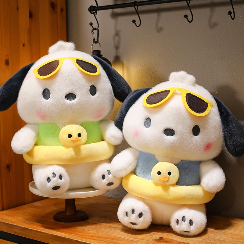 Neuer hochwertiger Sommer-Schwimmring Pacha Hund Cartoon Plüschtier Strand Sonnenbrille Puppe Stoffpuppe