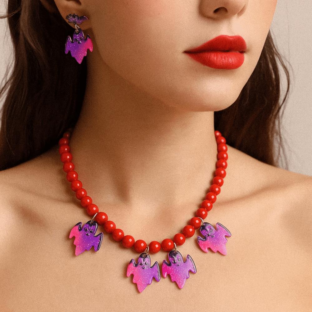 Acrylic Halloween Jewelry Sets Adjustable Choker Necklace Earring Set Beach Vacation Accessories