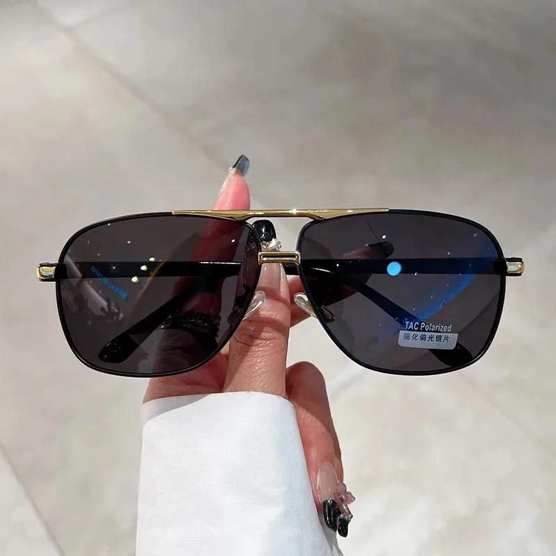 Oversized Vintage Sunglasses Men Women Fashion Polarized Pochromic Shades Eyewear Double Bridge Driving Sun Glasses