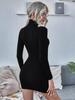Women's Chunky Knit Long Sleeve High Neck Sweater Dress for Fall/Winter