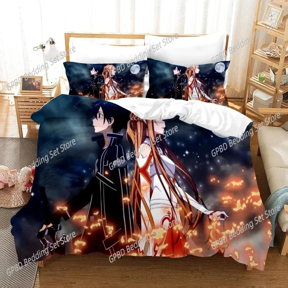 Sword Art Online Pattern 3D NEW Duvet Cover Pillowcase Bedding Set Adult Girl Bedroom Decoration Children Single Double Large